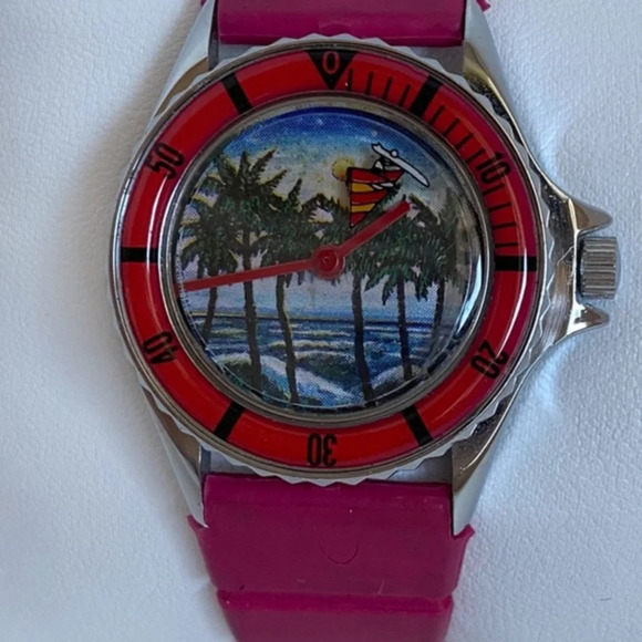 Vintage Watch Palm Tree & Sailboat Vtg 80s main image 13